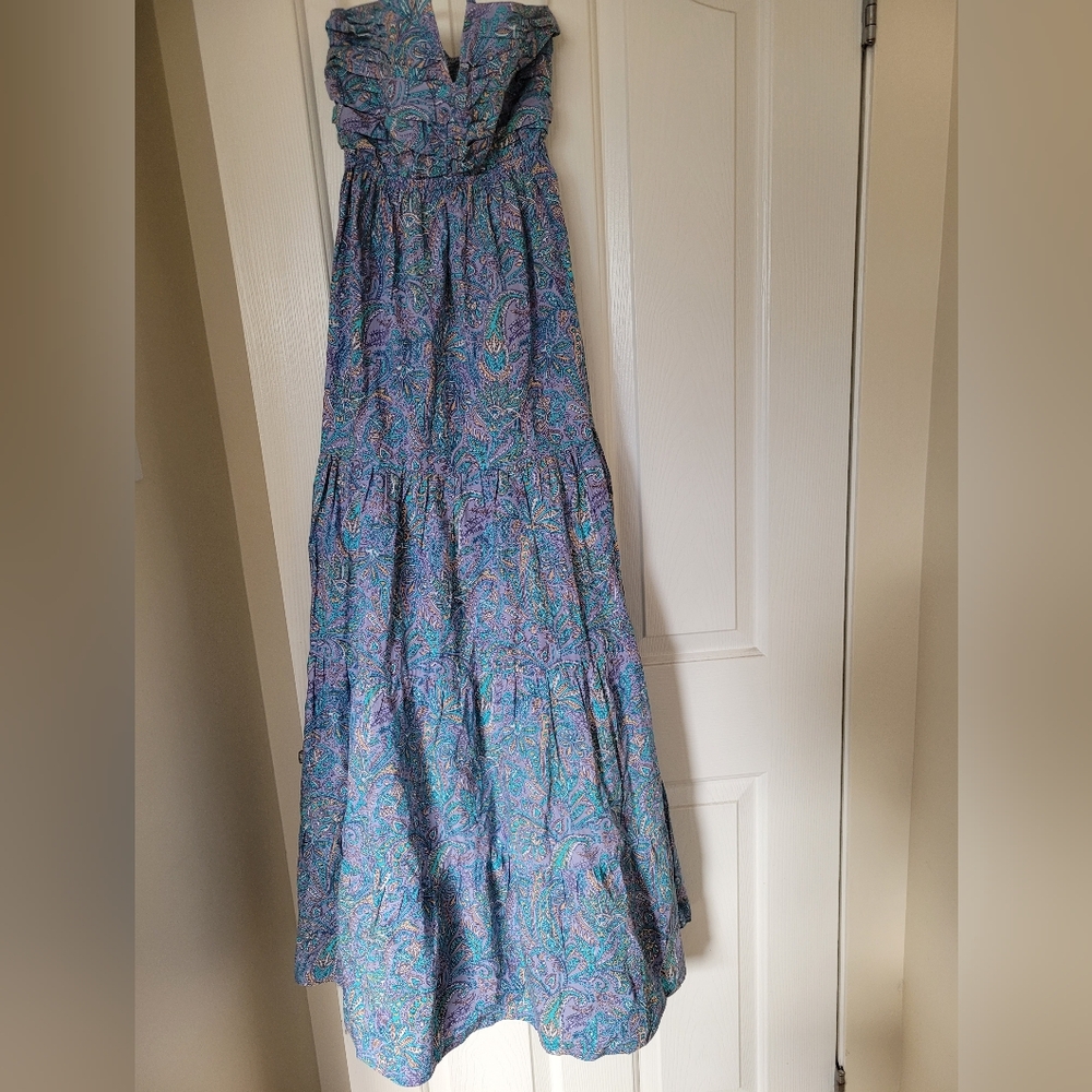 Blue and Purple Smocked Sweetheart Sundress